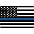thumbnail image 1 of Police Tribute American Flag Blue & Black - Postcard Sized Vinyl Sticker 6" x 4", 1 of 3