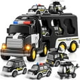 thumbnail image 1 of Police Truck Toy for 3 4 5 6 Years Old Boys - Carrier Vehicle Toy Set with 3 Small Cars and 1 Helicopter,Kids Firction Powered Car for Age 3-9,Gifts for Boys and Girls, 1 of 8