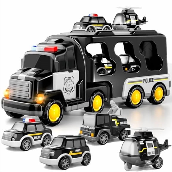 Police Trucks Boy Toys for 3-5 Year Old Toddlers - Toys for 3 4 5 6 7 Years Old Transport Vehicle Carrier Truck,Boy Trucks Toy Sets,Kids Toys Boys 3-5,Toys for Boys Girls Aged 4-6 5-7
