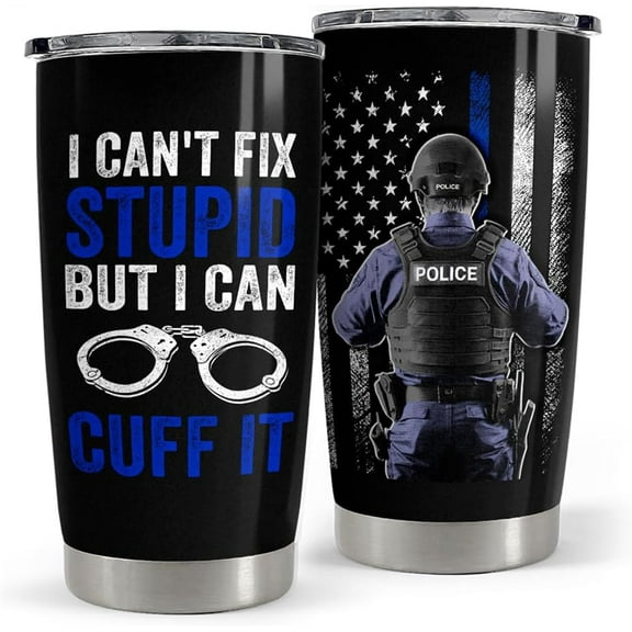 Police Tumbler 20oz Stainless Steel Insulated Coffee Travel Mug Cup Police Officer Gifts for Men Dad Husband on Birthday Christmas Fathers Day