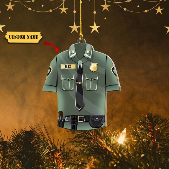 Police Uniform Personalized acrylic christmas Ornament, Gift For Police, Ornament For Him, Gift For Him, Ornament Christmas, Christmas tree decoration--Please message us your custom name