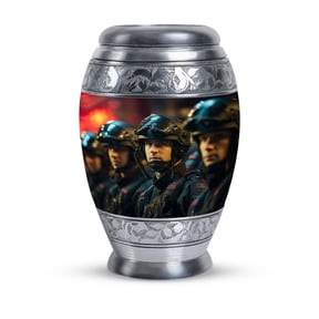 Police Urn For Men Ashes, Large Urns For Human Ashes Adult Male - Military Tribute Urn For Ashes, Cremation Urns Large Adult - Memorial Urns For Ashes - Funeral Urns For Adult Women 10 Inch