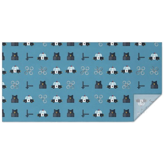 Police and Vest Blue Pattern Rectangle Tablecloth 60"x120", Waterproof Polyester Wipeable Spillproof Table Cover for Dining Camping Indoor and Outdoor Use