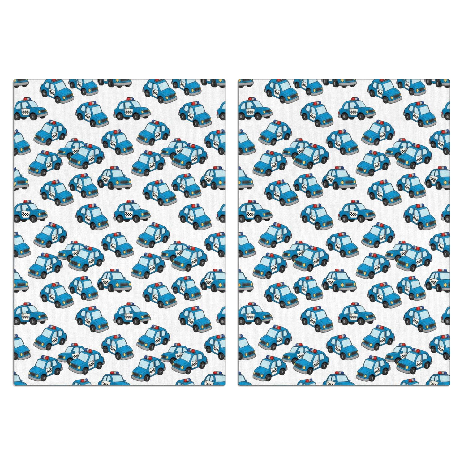 Police and Checkered White Pattern Kitchen Towels Set Of 2, Microfiber ...