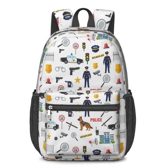 Police and German Shepherd 17" School Backpacks for Teens,Waterproof Oxford Fabric,S-Shape Padded Straps for School,Travel,Hiking,Camping