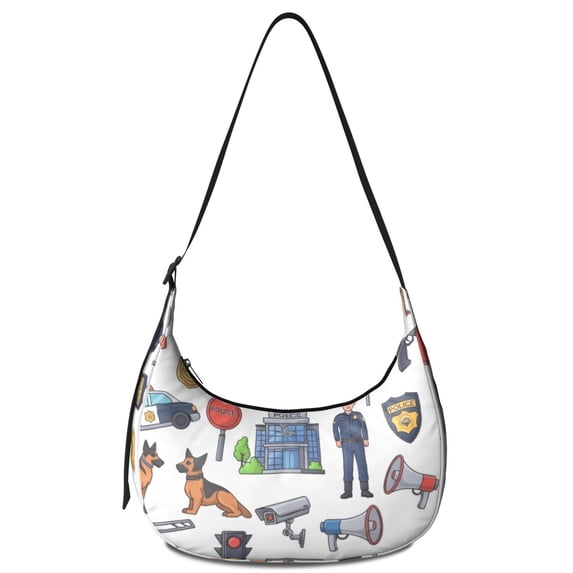 Police and German Shepherd Hobo Shoulder Bag, Shopping Crescent Purse ...
