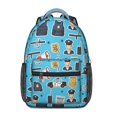 thumbnail image 1 of Police and Megaphone Blue Pattern Backpack for School, Cute School Bag with Adjustable Shoulder Straps and Padded Back, 15.3"x11"x6.7", 1 of 5