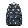 thumbnail image 1 of Police and Radio Black Pattern Backpack for School, Cute School Bag with Adjustable Shoulder Straps and Padded Back, 15.3"x11"x7.1", 1 of 5