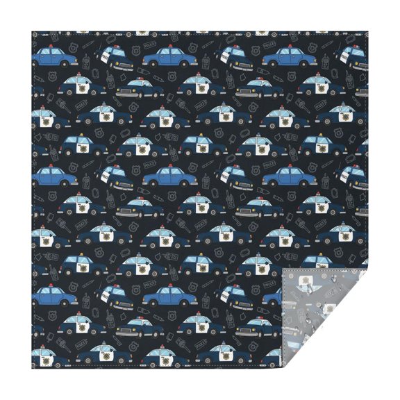Police and Radio Black Pattern Square Tablecloth, Waterproof Wipeable Spillproof Washable Table Cover for Home Kitchen Party and Daily Decor 60"x60"