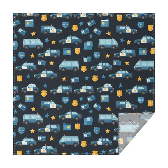 Police and Star Black Pattern Square Tablecloth, Waterproof Wipeable Spillproof Washable Table Cover for Home Kitchen Party and Daily Decor 60"x60"