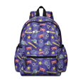 thumbnail image 1 of Police and Star Purple Pattern Backpack for School, Cute School Bag with Adjustable Shoulder Straps and Padded Back, 13.4"x11"x4.7", 1 of 5
