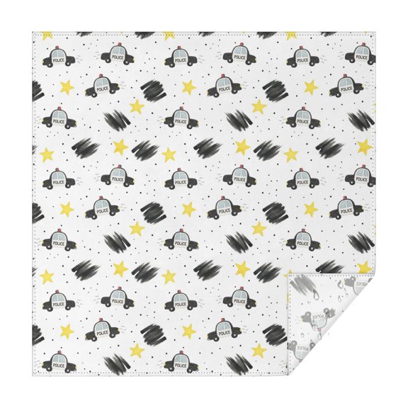 Police and Star White Pattern Square Tablecloth, Waterproof Wipeable Spillproof Washable Table Cover for Home Kitchen Party and Daily Decor 60"x60"