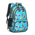 thumbnail image 1 of Police and Traffic Light Blue Pattern Backpack for School, Cute School Bag with Adjustable Shoulder Straps and Padded Back, 16.9"x12.6"x5.9", 1 of 4