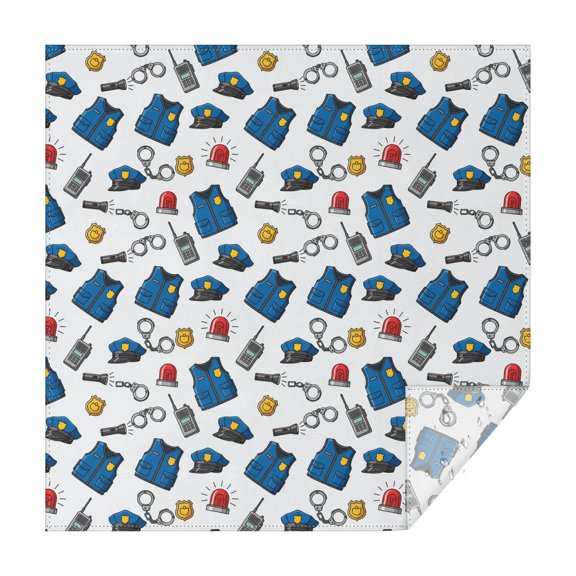 Police and Vest White Pattern Square Tablecloth, Waterproof Wipeable Spillproof Washable Table Cover for Home Kitchen Party and Daily Decor 60"x60"