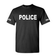 Police - cop officer - Unisex Cotton T-Shirt Tee Shirt (Black, Large)