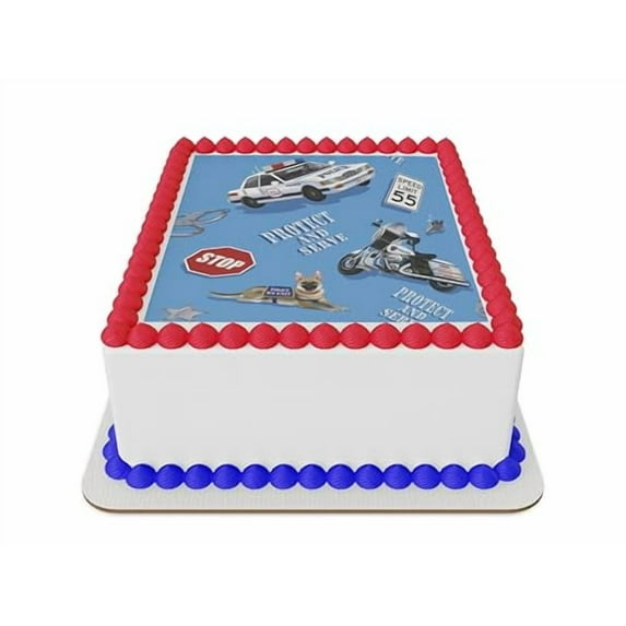 Police first responders Edible Icing Sheet cake topper for 1/4 Sheet cake or larger