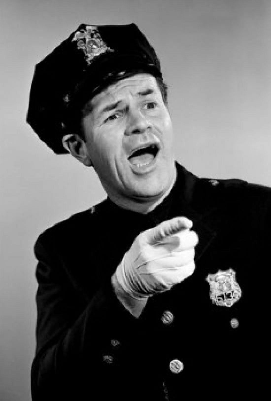 Police officer shouting while pointing at someone Canvas Art - (24 x 36)