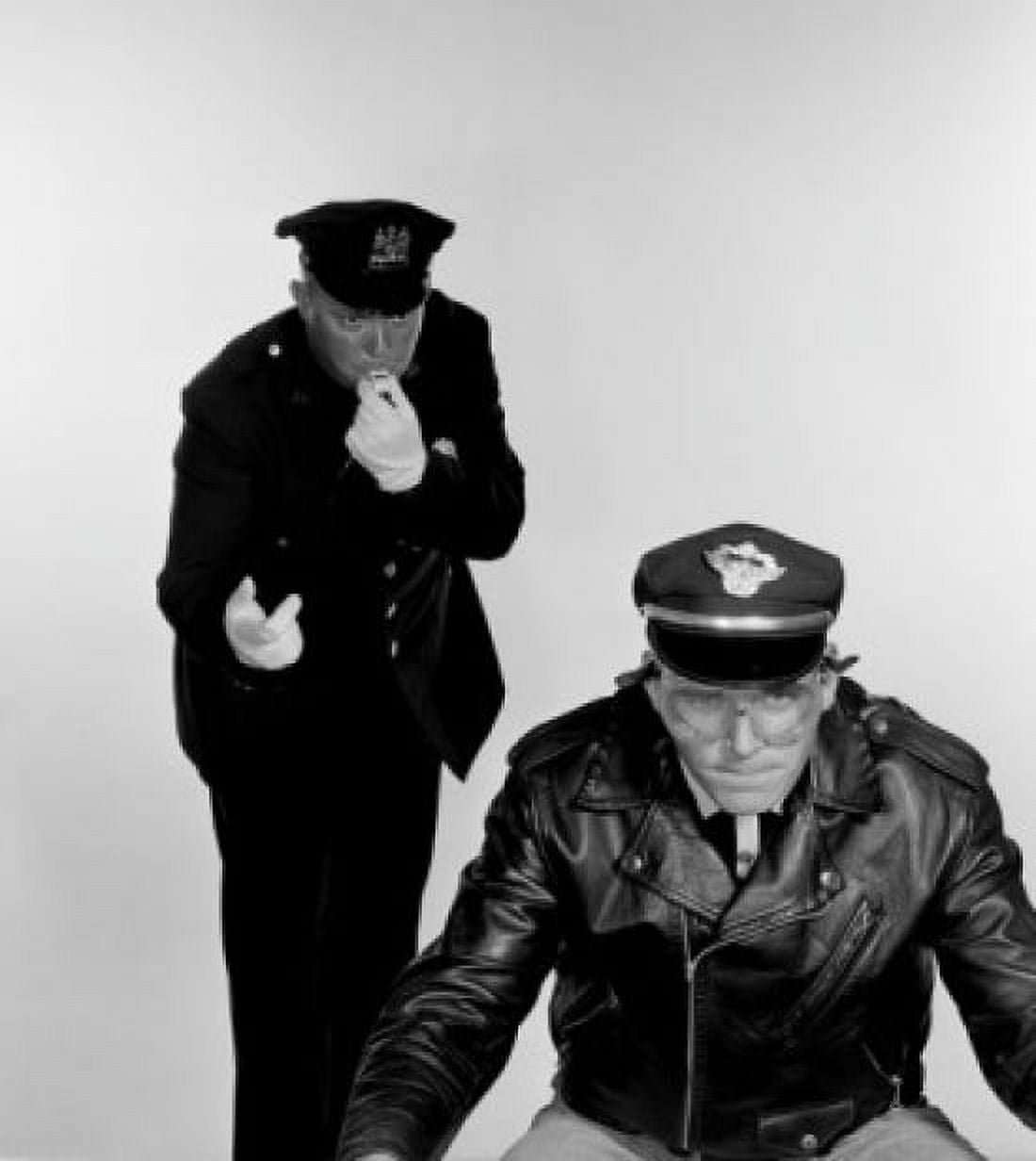 Police officer stopping man on motorcycle Canvas Art - (18 x 24)