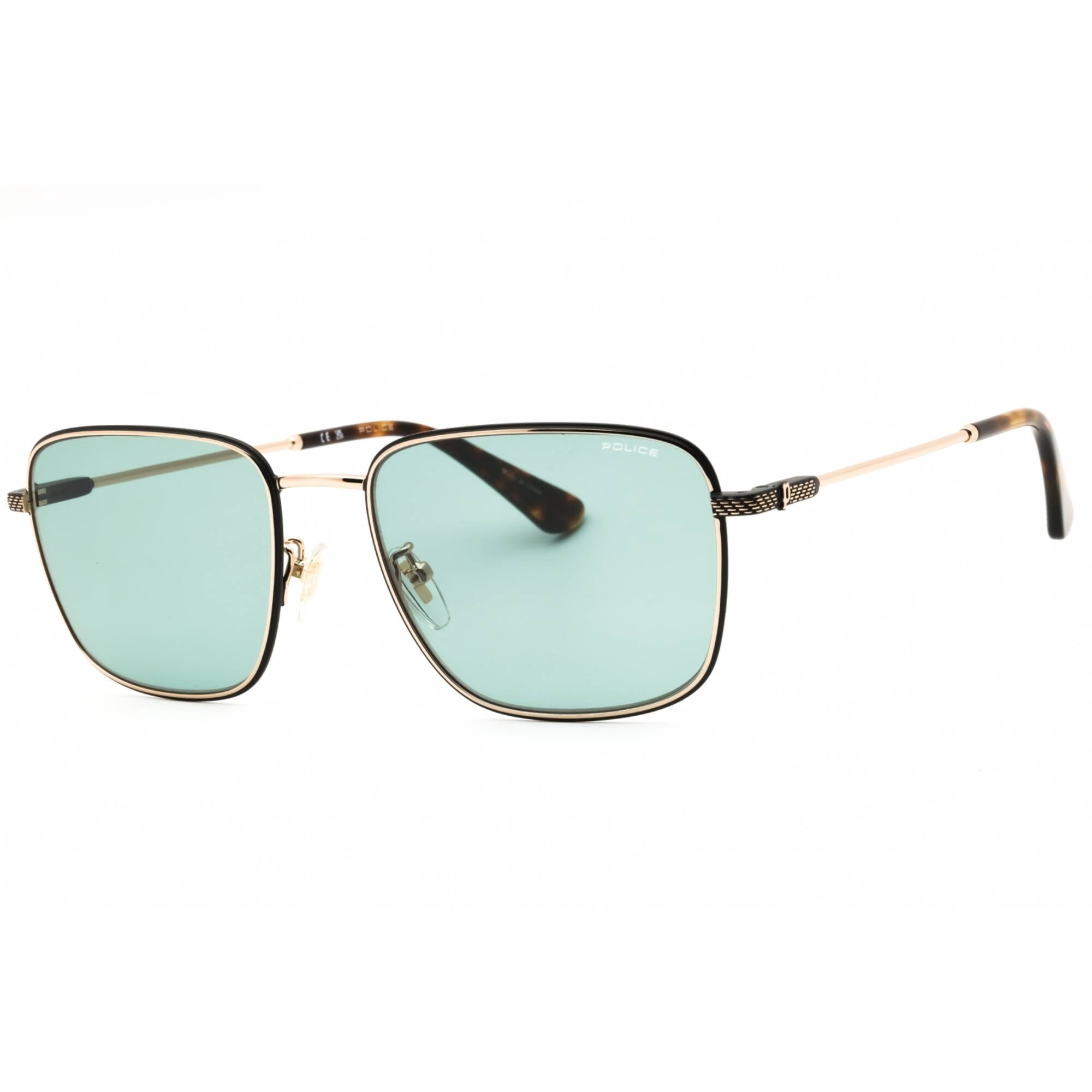 Police SPLP26 0300 57mm Rectangle Sunglasses Men's Shiny Rose Gold