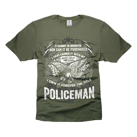 Policeman Patriotic Shirt Men's Police Shirts Policemen Gifts Police Officer Shirts (4X-Large Military Green)