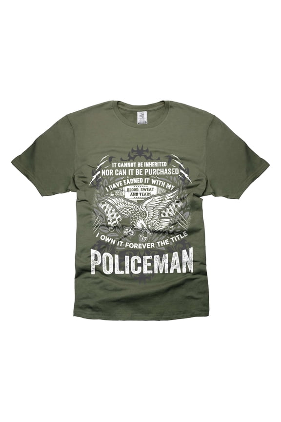 Policeman Patriotic Shirt Men's Police Shirts Policemen Gifts Police Officer Shirts (Large Military Green)