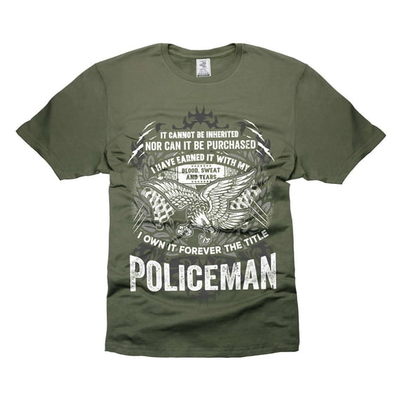 Policeman Patriotic Shirt Men's Police Shirts Policemen Gifts Police Officer Shirts (Small Military Green)