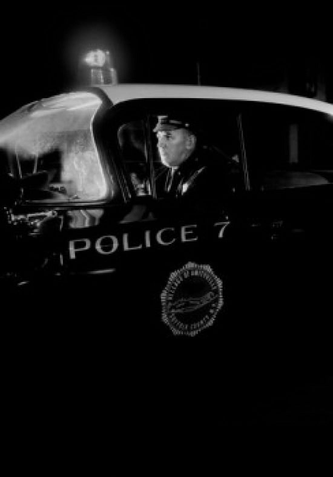 Policeman in patrol car at night Canvas Art - (18 x 24)