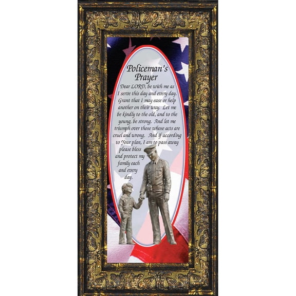 Policeman's Prayer, Picture Framed Poem Thanking the Police for their Service, 6x12 7794