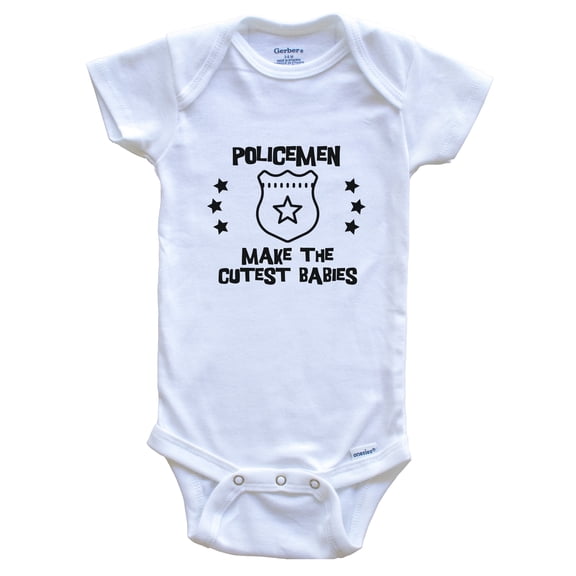 Policemen Make the Cutest Babies Funny Police Baby Bodysuit, 0-3 months white