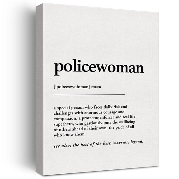 Policewoman Definition Print Canvas Wall Art Home Decor Policewoman a Special Person Painting Canvas Poster Framed Ready to Hang Police Officer Gifts
