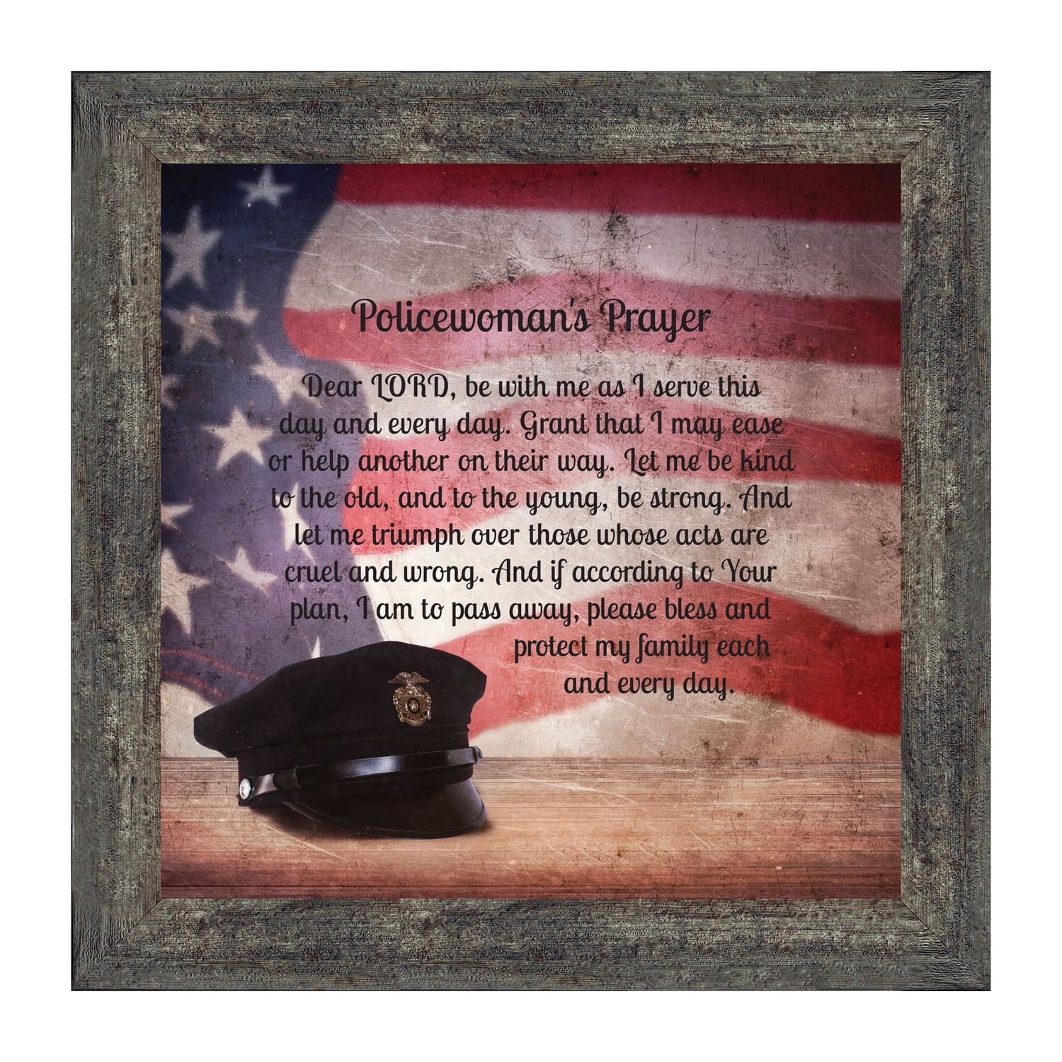Policewoman's Prayer, Police Officer Gifts for Women, Police Woman Framed Poem, 8655BW