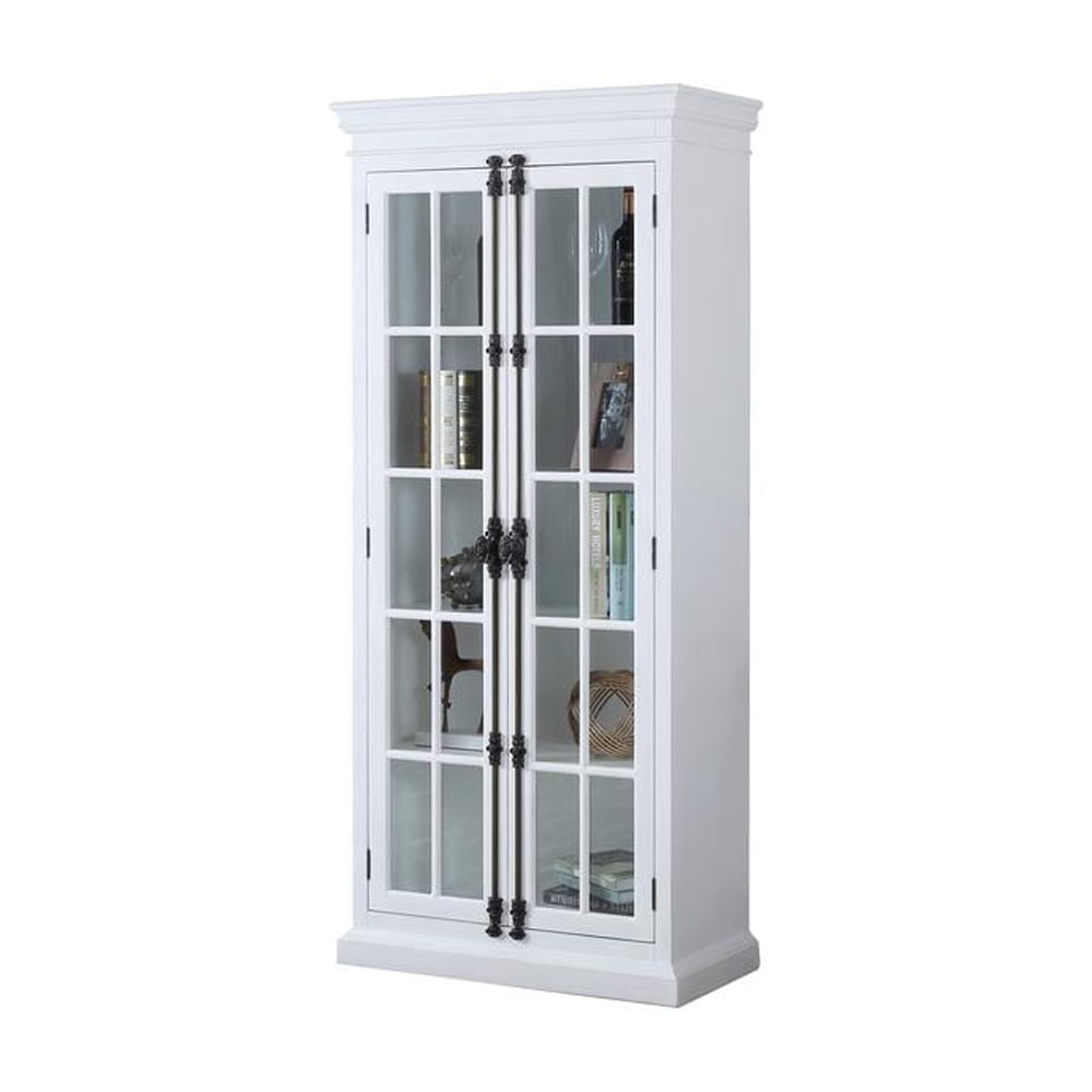 Polich Antique White Wood Storage Curio Cabinet