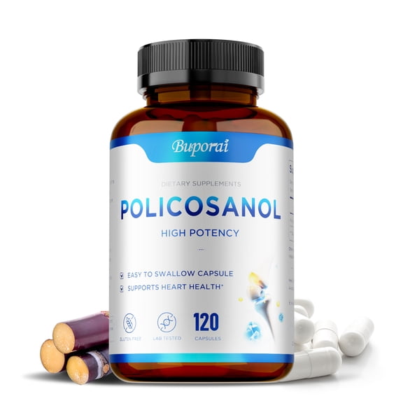 Policosanol Capsules - Aids Good Heart Health & Function, Helps Maintain Healthy Cholesterol Levels - Natural Ingredient - 120 Capsules
