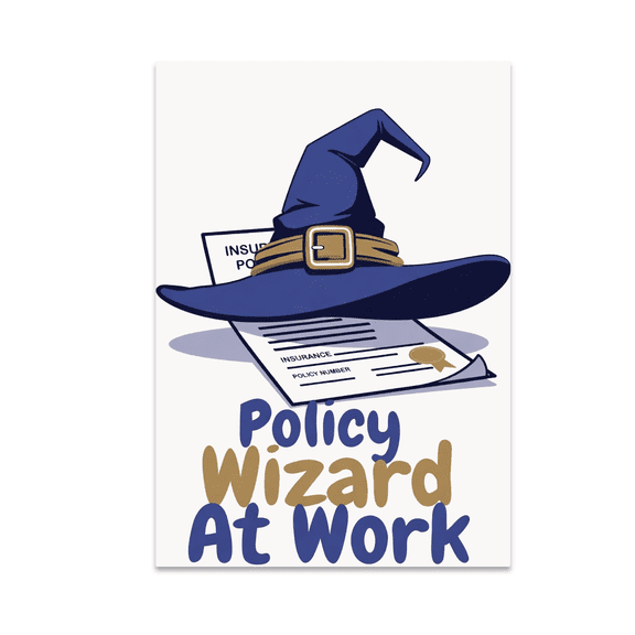 Policy Wizard At Work Poster Print - Insurance Agent Decor - 13x19 Glossy Poster