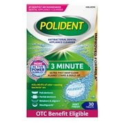 Polident 3 Minute Antibacterial Dental Appliance Cleanser Tablets, 30 Count