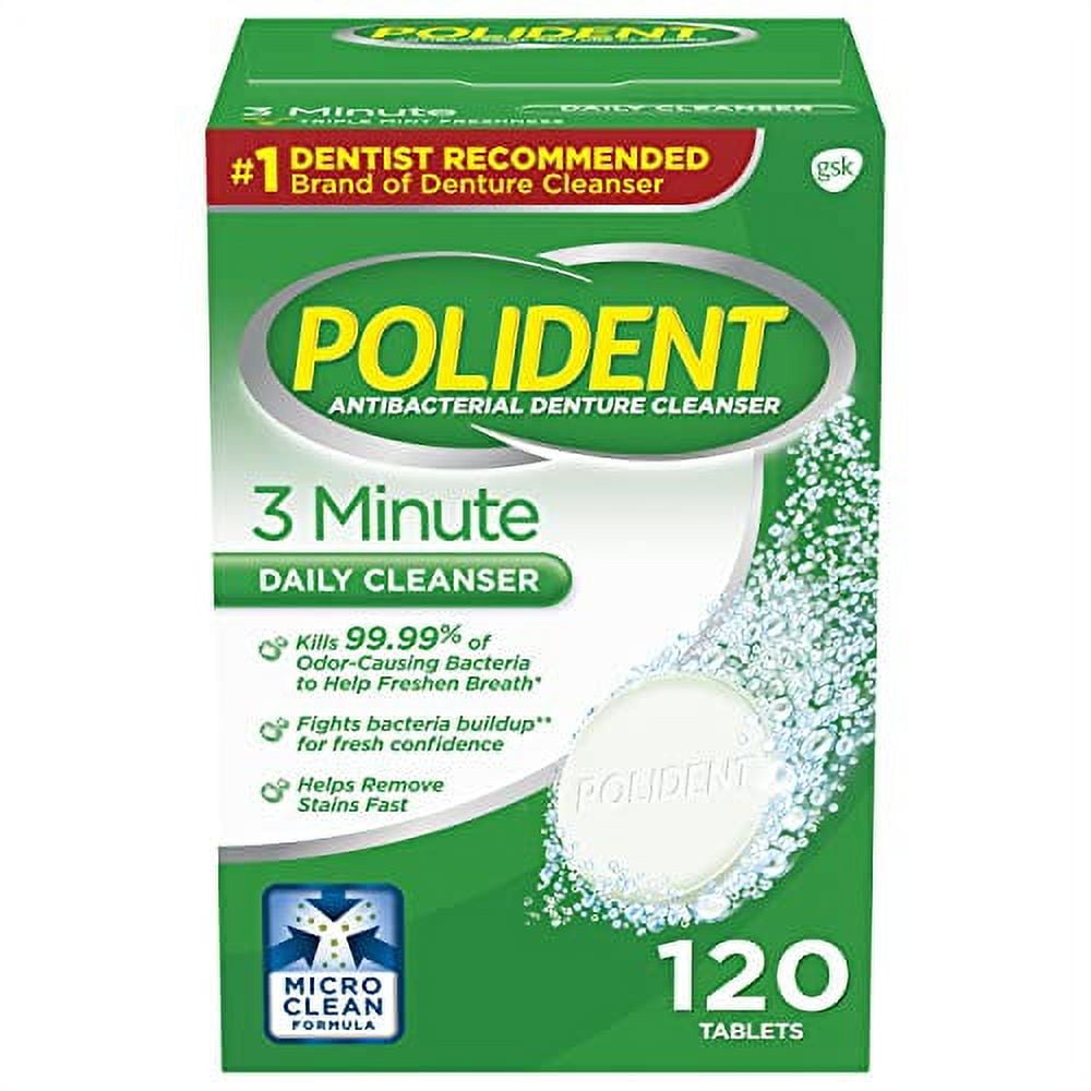 Polident 3Minute Antibacterial Denture Cleanser Mint, 3 Minute
