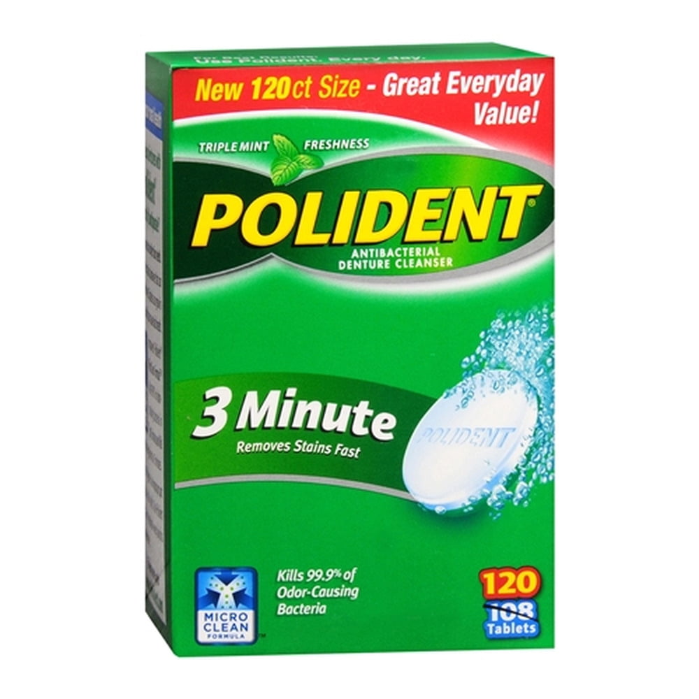 Polident, 3 Minute Antibacterial Denture Cleanser (Pack of 24
