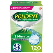 Polident 3 Minute Denture Cleanser Tablets - 120 Count, for Adults