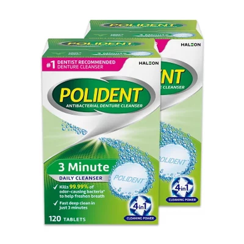 Polident 3Minute TripleMint Antibacterial Denture Cleanser