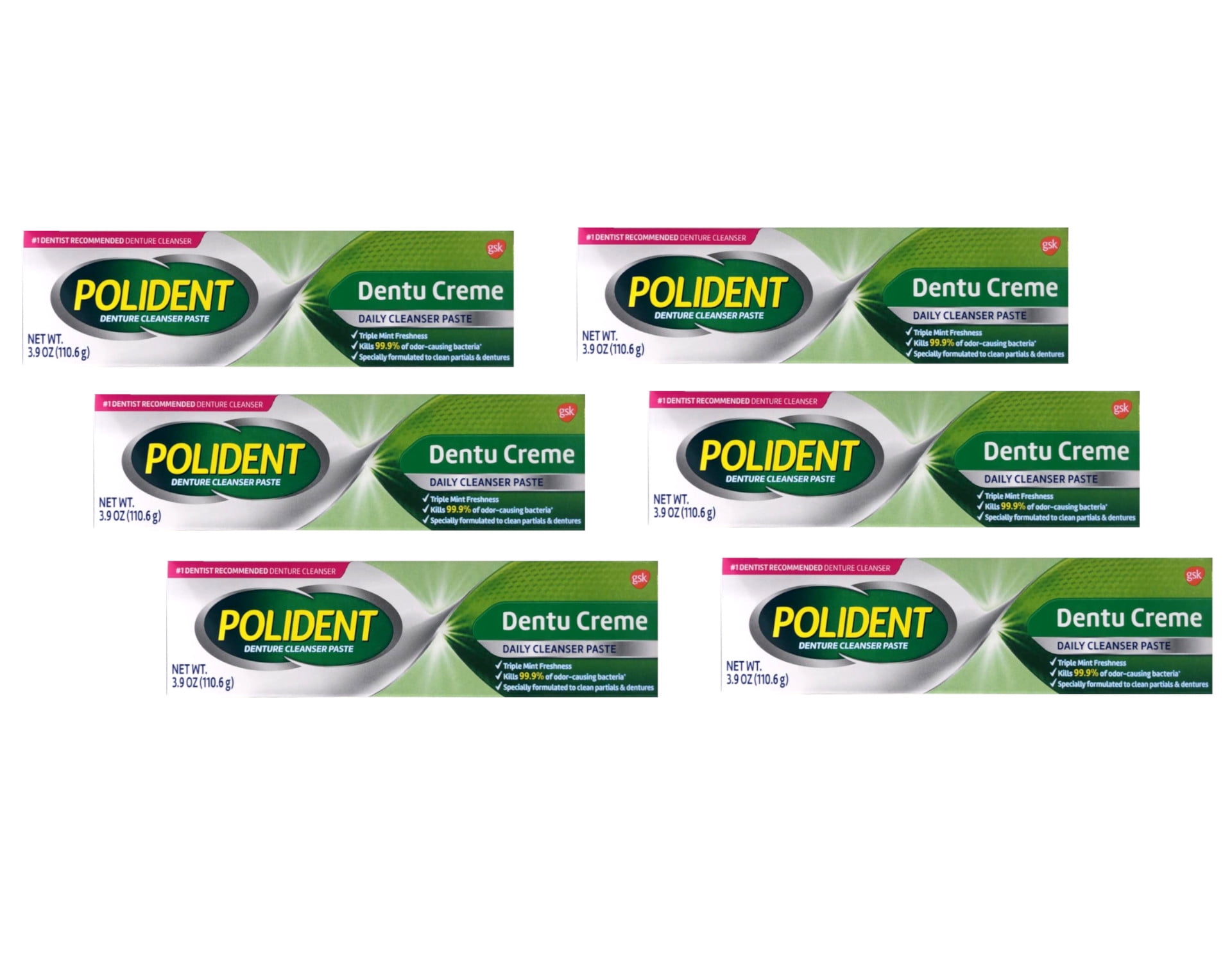 Polident Denture Cream Cleanser, Triple Mint Mouthwash Formula, 3.90 oz