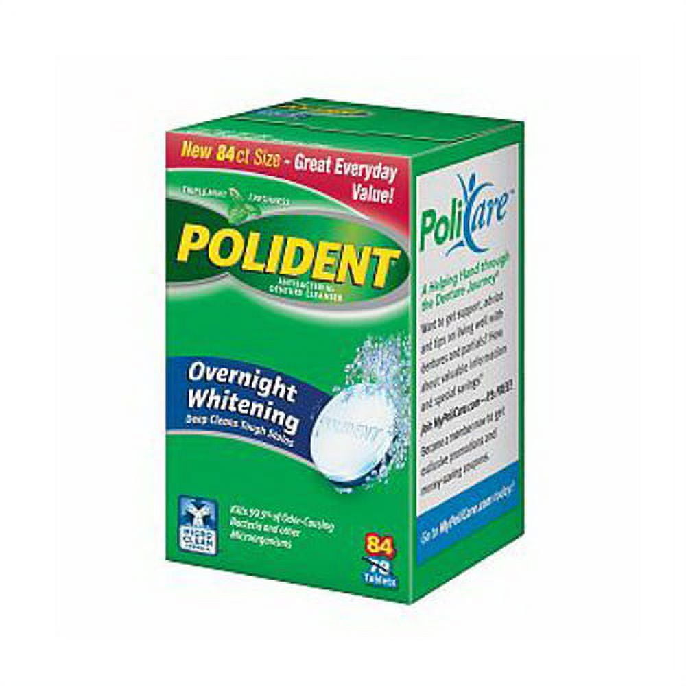 Polident Overnight Whitening Antibacterial Denture Cleaner Tablets 84