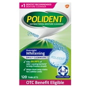 Polident Overnight Whitening Denture Cleanser Tablets - 120 Count, for Adults