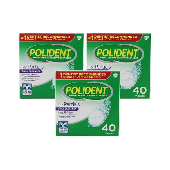 Polident Polident Partials Denture Cleanser, 40 Count, 3 Pack