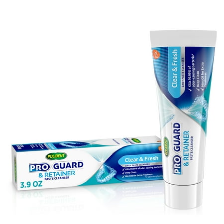 Polident Pro Guard Mouth Guard and Retainer Cleaner Paste, Clear and Fresh, 3.9 Oz