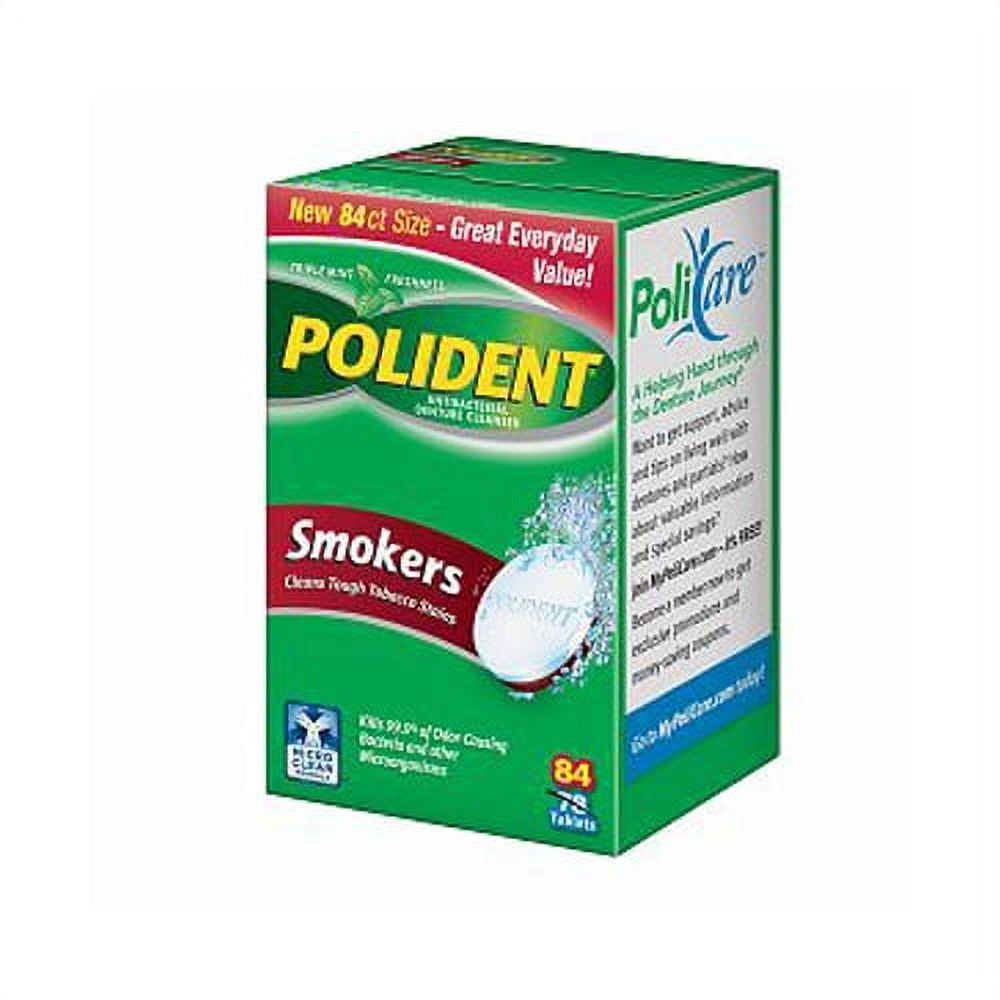 Polident Smokers Antibacterial Denture Cleanser - 84 Ea
