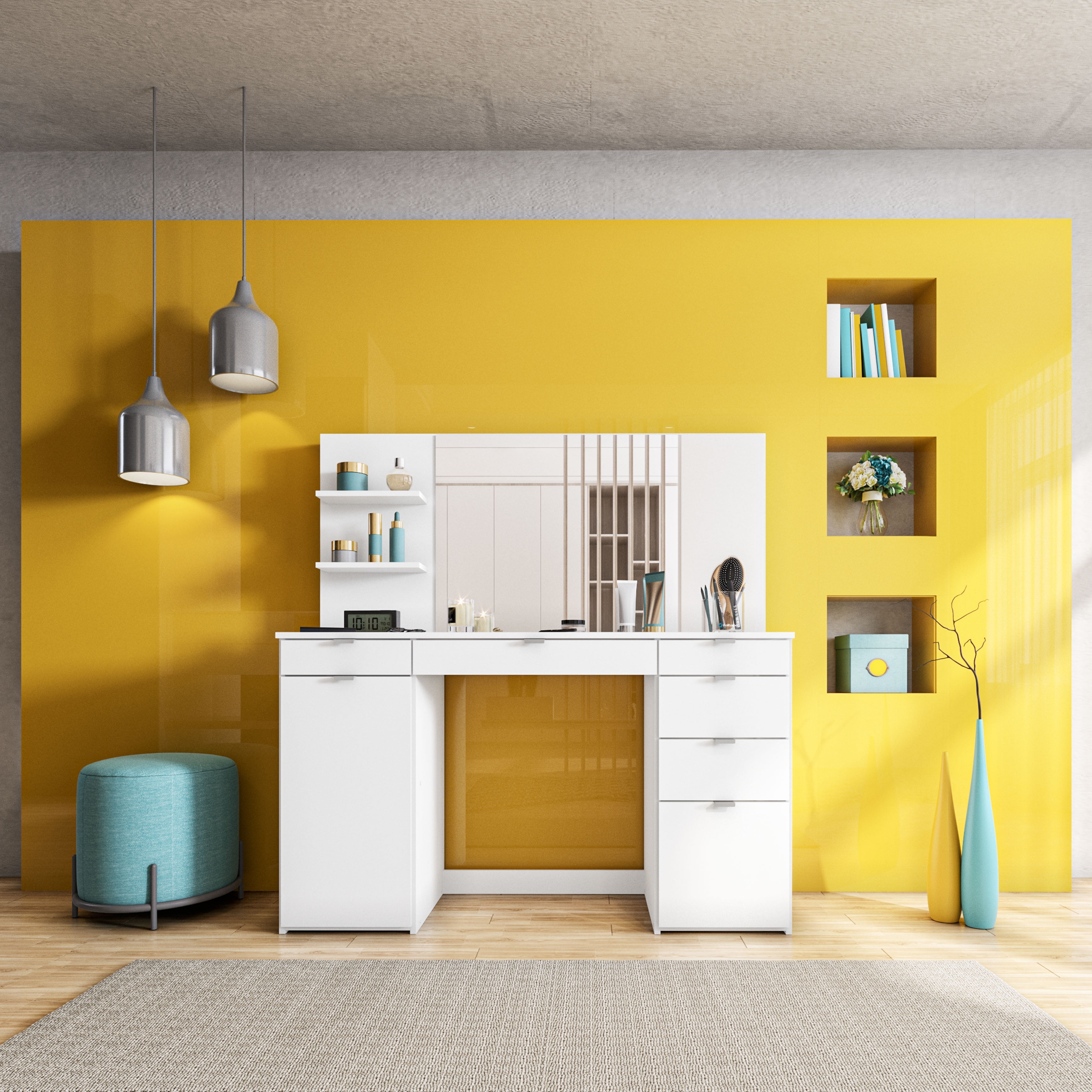 Wall vanity desk deals
