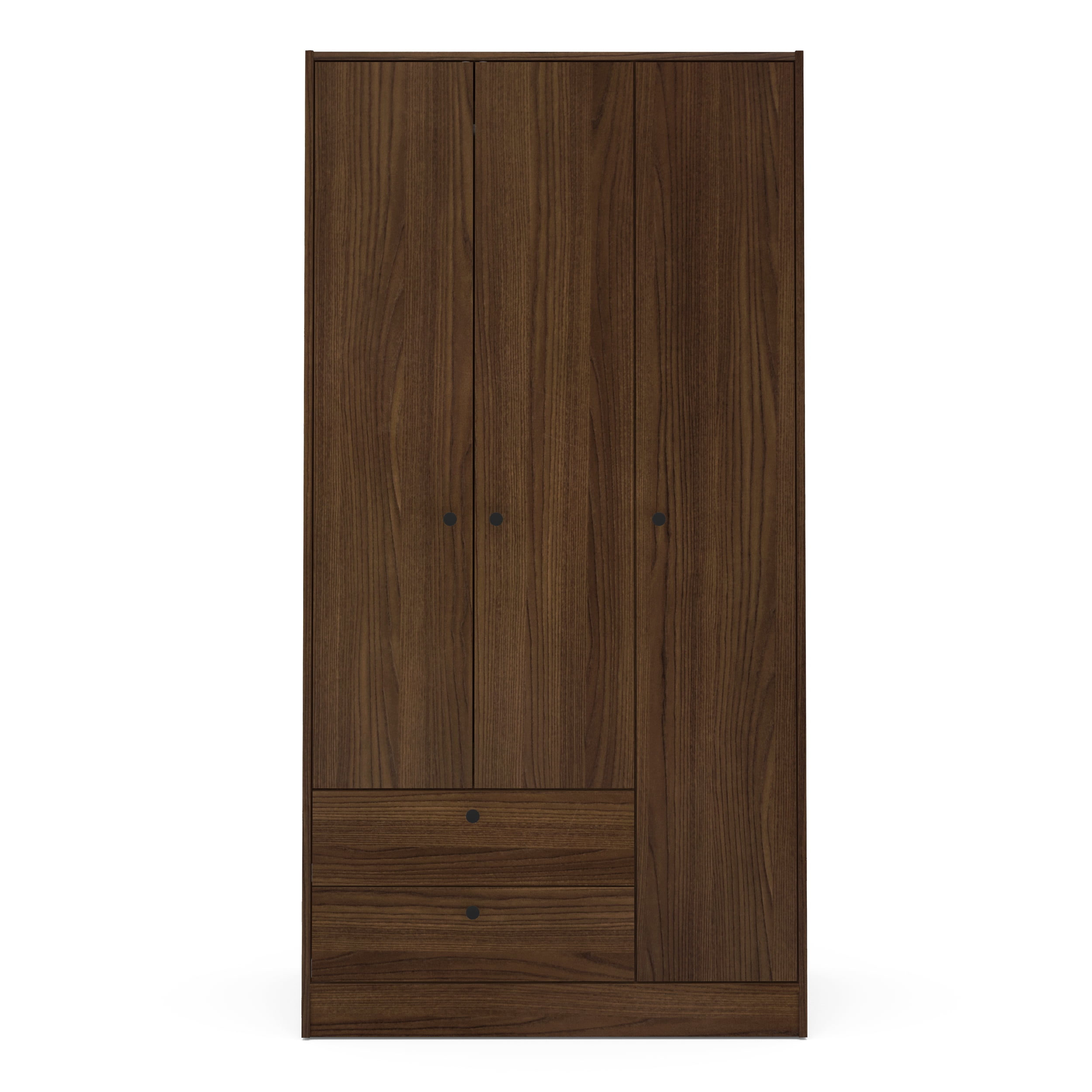 Polifurniture Denmark 3 Door Bedroom Armoire with Drawers, Dark Brown