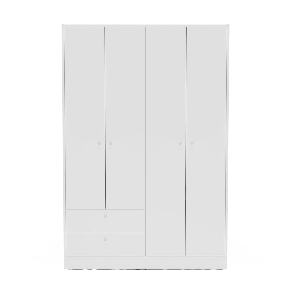 Denmark White 71" Modern 4-Door Armoire with Drawers