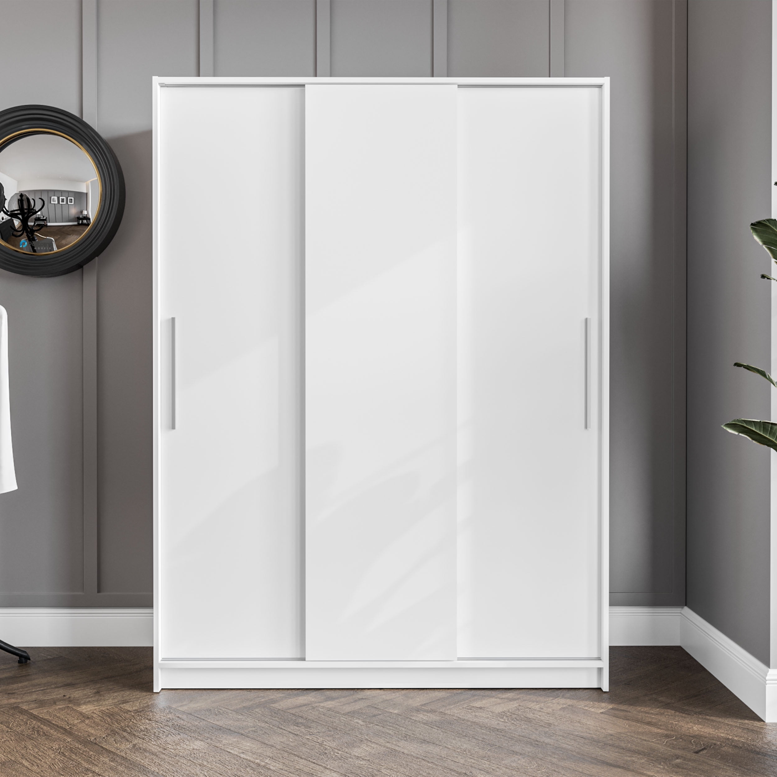 Polifurniture Denmark 71 in. Bedroom Armoire with 3 Sliding Doors, 2