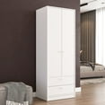 thumbnail image 1 of Polifurniture Denmark Modern 2 Door Bedroom Armoire with 2 Drawers, White, 1 of 10